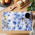 thumbnail image 2 of Blue Flowers Placemats Set of 6 Spring Botanical Blossom Florals Plants Place Mats Indoor Wipeable Table Mats Washable Cloth Dining Table Placemats for Kitchen Holiday Party Home Decor 13x19 Inch, 2 of 9