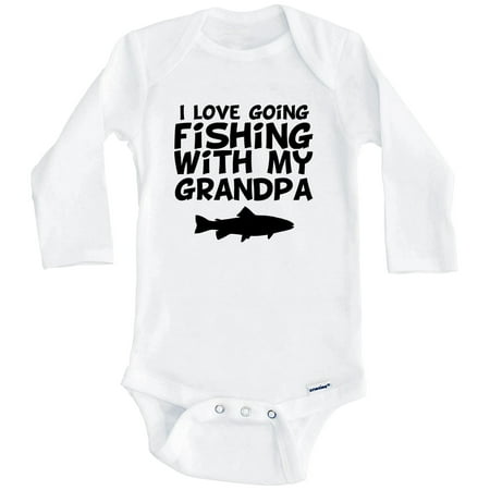 

I Love Going Fishing With My Grandpa One Piece Baby Bodysuit (Long Sleeve) 3-6 Months White