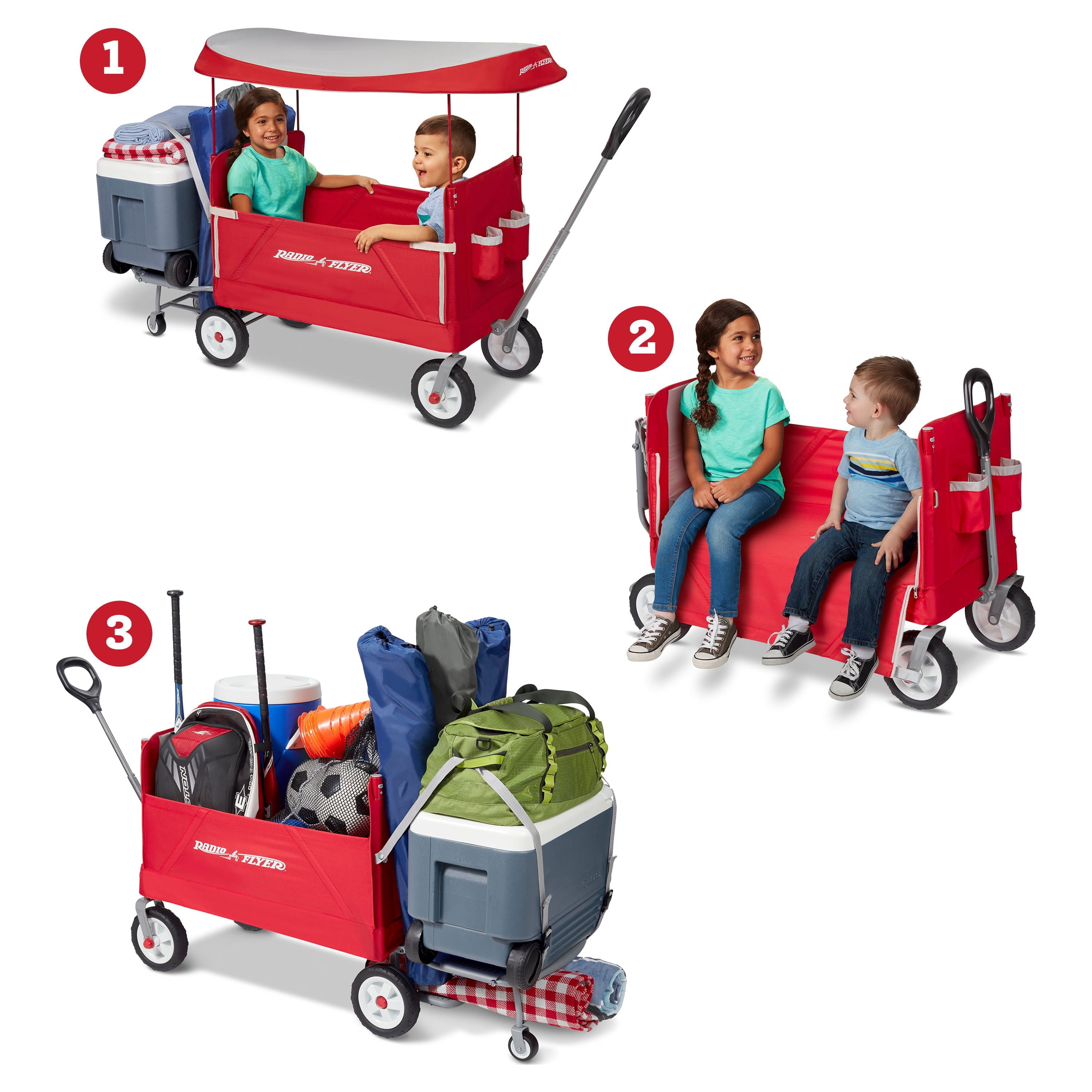 Radio Flyer, 3-in-1 Tailgater Wagon with Canopy, Folding Wagon ...