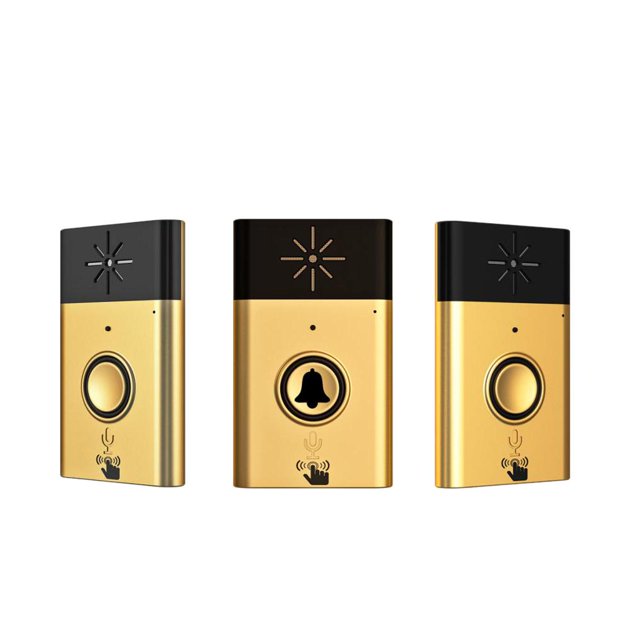 Timbre Inalámbrico de Puerta de 200M con Intercomunicador + Receptor Accesorio de Hotel de para Huéspedes Color de Oro 1 transmisor + 2 receptores Sunnimix Timbre inalámbrico de intercomunicación