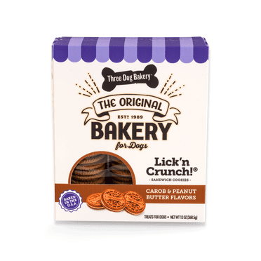 Three Dog Bakery 3-Pack Lick'n Crunch! Sandwich Cookies, Carob/Peanut Butter & Golden/Vanilla