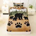 thumbnail image 3 of Castle Fairy Vintage Bears Twin Sheets 3pcs,Jungle Animal Bedding,Brown Black Cream,1 Fitted Sheet, 1 Flat Sheet and 1 Pillowcase, 3 of 6