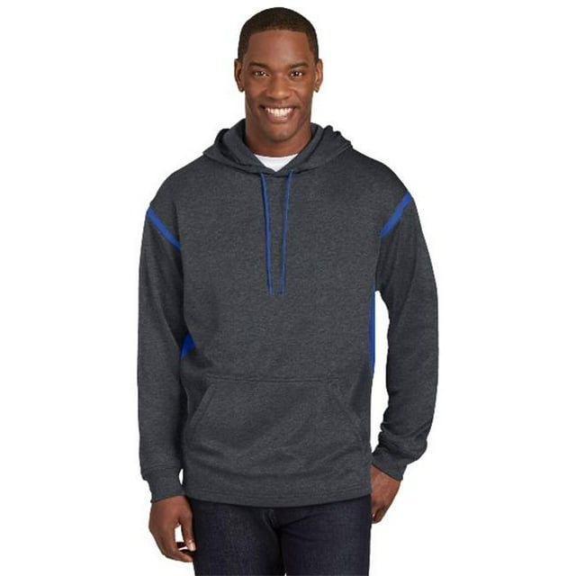 Sport-Tek F246 Sweat à Capuche en Polaire Tech Colorblock, Graphite Heather & True Royal Blue - Medium