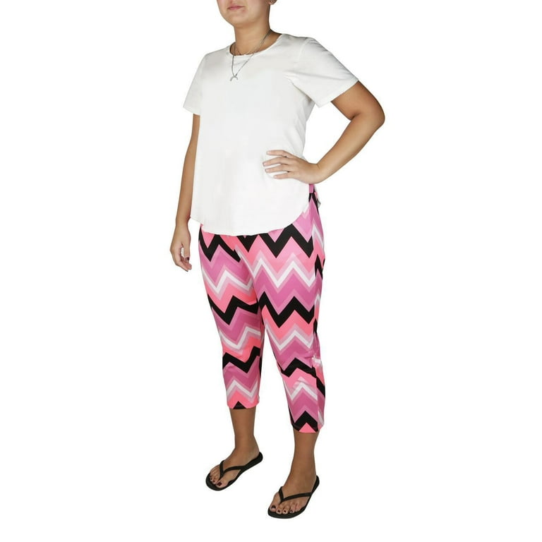 Lucy Diamonds Women's Plus Size Tapered Leg Pull-On Capri Pants, Pink