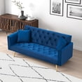 thumbnail image 3 of 71" Convertible Loveseat Sofa, American Vintage Grey Velvet, 2-Seater Couch Bed with Adjustable Backrest for Small Living Room Bedroom Office, Blue, 3 of 6