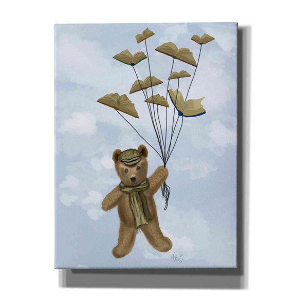 Epic Graffiti 'Bear with Book Butterflies' by Fab Funky Canvas Wall Art, 16"x18"