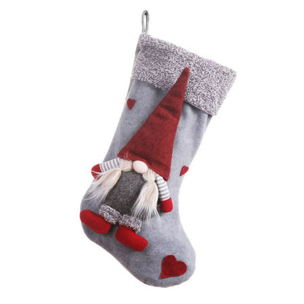 Christmas Stockings Holders With 3D Gnome Doll Xmas Tree Hanging ...