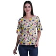 thumbnail image 1 of Moomaya Printed Round Neck Top For Women Elbow Sleeve Blouse Tunic Formal Wear, 1 of 6
