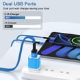 thumbnail image 2 of Type C Charger, Fast Charging Block USB Wall Charger with 10FT Type C Charging Cable USB C Cable, 2pcs USB A to USB C Cable with Dual Port Android Charger, USB Power Adapter USB Cube Charger[Blue], 2 of 8