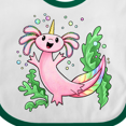 thumbnail image 4 of Inktastic Axolotl Unicorn with Rainbow Tail, Bubbles and Seaweed. Boys or Girls Baby Bib, 4 of 4