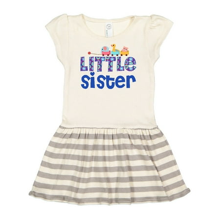 

Inktastic Toy Train Little Sister Gifts Gift Toddler Girl Dress