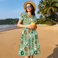 thumbnail image 4 of Easygdp Christmas Donuts para Vestido Transpirable de Mujer, Vestido Suelto de Manga Corta con Pliegues y Bolsillos para el Verano, 4 of 6
