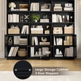 thumbnail image 3 of Homfa Triple Row 4 Tier Bookcase with Door, 70" Wide Large Bookshelf with 12 Display Cubicles, 72" Tall Farmhouse Bookcase for Home Office Living Room, Black, 3 of 7