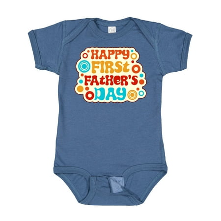 

Inktastic Happy First Father s Day with Retro Flowers Boys or Girls Baby Bodysuit
