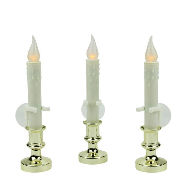 Pack Of 3 Led Battery Operated Flickering Window Christmas Candle Lamps 8 5 Walmart Com Walmart Com