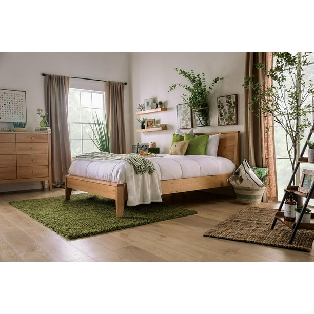 Modern Light Oak Solid Wood King Bedroom Set 6pcs FOA FOA7602