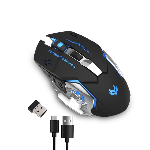 Ratón inalámbrico USB Recargable Silencioso 2.4GHz Receptor de ratón mecánico Reemplazo de trabajo ergonómico para iOS Diseñado para Windows Negro Methold EL005321-02B