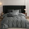 thumbnail image 2 of MooMee Duvet Cover Set Queen 600-TC 100% Extra Long-Staple Cotton Sateen Silky Smooth Luxury (Dark Grey), 2 of 6