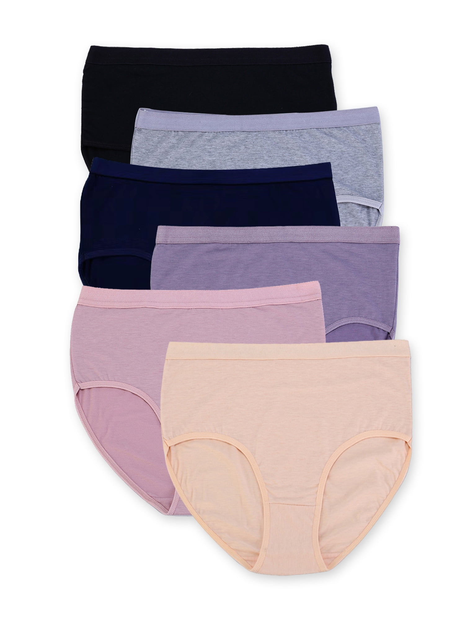 Buankoxy Women's Plus Size Cotton Panties Soft Stretch Briefs Underwear Assorted 6 Pack(Size 9