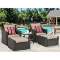thumbnail image 4 of CozyHom Outdoor Patio Chairs Set Of 2 And Ottoman Rattan Conversation Sectional Sofa Sets, PE Wicker Rattan Patio Furniture Set, Patio Benches Coffee Table With Cushions, Khaki, 4 of 10