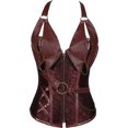 thumbnail image 4 of Disfraz de pirata vikingo medieval para mujer, corsé gótico de cuero sobre el busto, corsé steampunk, chaleco de caballero para Halloween, cosplay de talla grande, 4 of 5