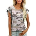thumbnail image 1 of Mujer suelta casual manga corta cuello redondo estampado casual blusa camiseta túnica tops Fridja  ghk5562, 1 of 5