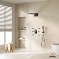 thumbnail image 5 of Boyel Living Wall Mount 22" Rectangular 2-Function Rainfall Waterfall Shower Head 4 Function Thermostatic Shower Faucet System , with 6 Body Jets,Matte Black, 5 of 9