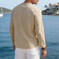thumbnail image 3 of Men's Cotton Linen V Neck Shirt Casual Long Sleeve Solid Color Summer Beach Tops, 3XL, 3 of 7