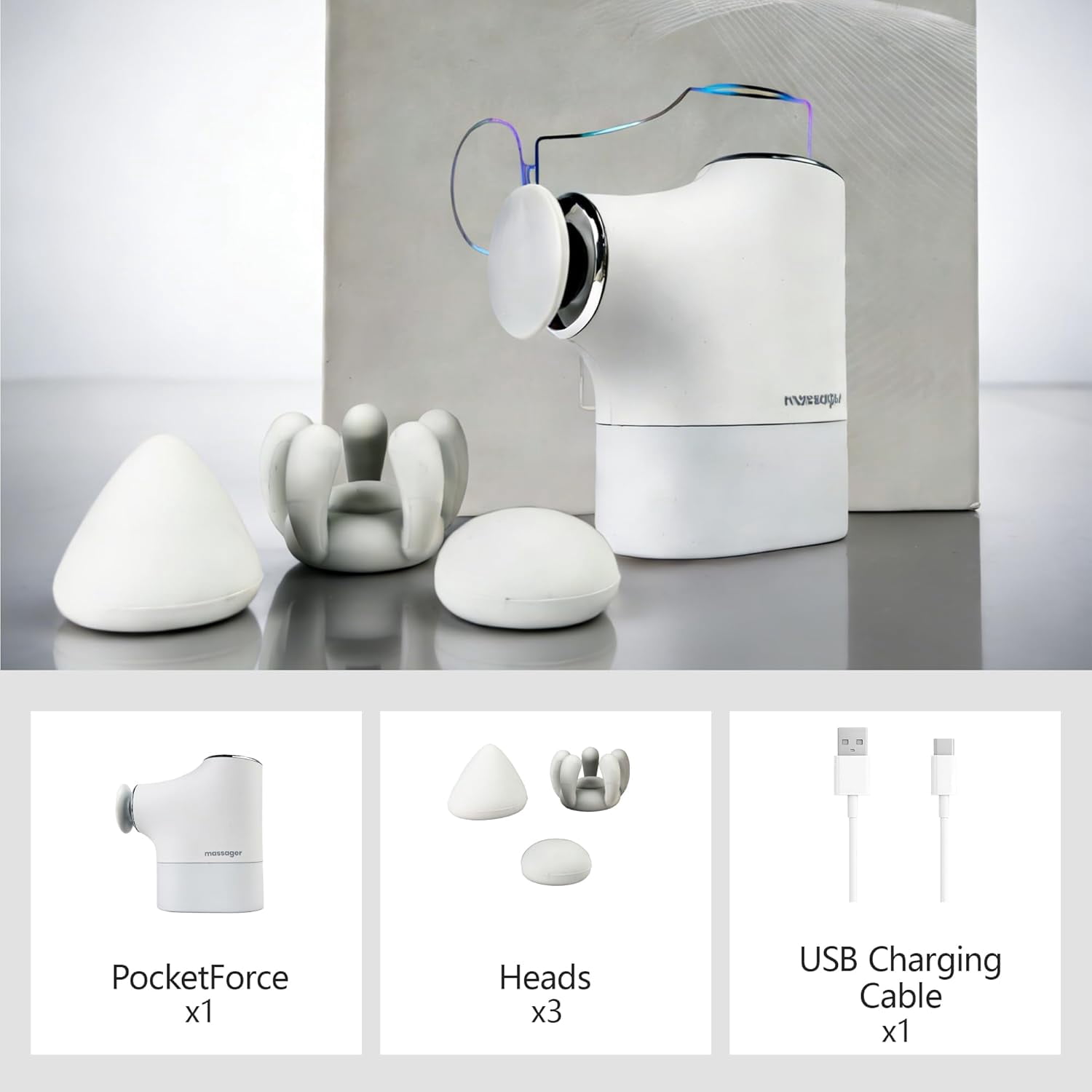 Mini Massage Gun Pro – Portable Deep Tissue Percussion Massager with Smart Pressure Sensor, Quiet Motor, Muscle Relaxation for Neck, Back & Legs, USB-C Rechargeable, White Color,with Lanyard