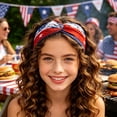 thumbnail image 7 of Qjidjing Turban Head Wrap, Wide Headband, Patriotic USA Flag Printed Non Slip Soft Fabric Bandana, for Daily Yoga, Sports Workout, 4th of July Casual Outfit, 7 of 7