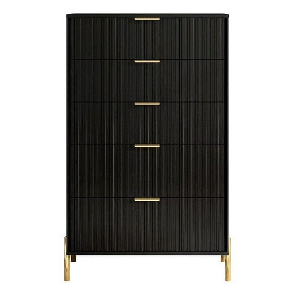 LIVILAND Modern 30" 5-Drawer Dresser Chest with Metal Handles - Black