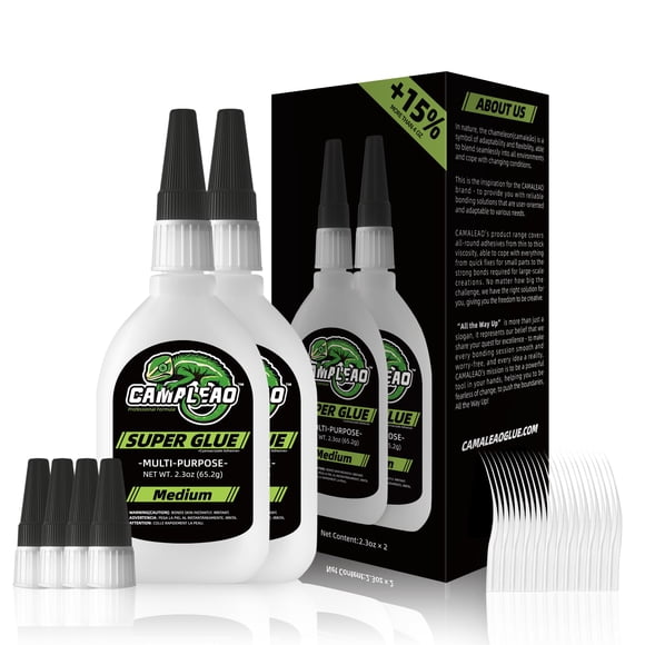 CAMALEAO Medium Super CA Glue for Ceramic, Glass, Plastic, Wood, 4.6 oz Multi-Purpose Cyanoacrylate