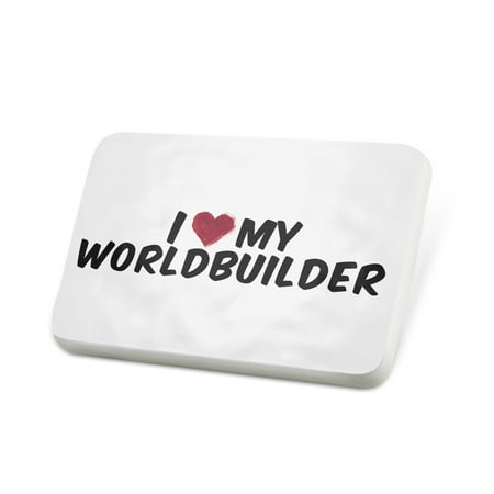 Porcelein Pin I heart love my Worldbuilder Lapel Badge – NEONBLOND