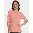 thumbnail image 5 of Women's Short Sleeve V Neck Casual Basic Solid Color Pullover Lightweight Soft Knit T-Shirt Tops, 5 of 5