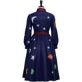 thumbnail image 3 of Elegant Printed Blue Dress Solar System Long Sleeves Dress, 3 of 7