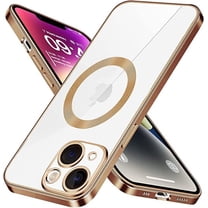Entronix Magnetic Clear Case for iPhone 14 Plus, Slim Fit, Anti-Drop Shockproof, Gold