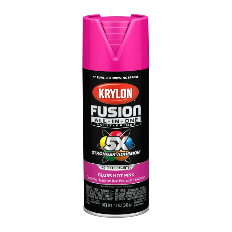 Krylon Fusion All-In-One Spray Paint, Gloss, Hot Pink, 12 oz.