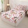 thumbnail image 2 of Homewish Cartoon Cat Animal Zipper Full Size Comforter Sets with Fitted Sheet and 2 Pillowcases, Pink Love Heart Zipper Bedding Set, Pink Reversible, 4-Piece, 2 of 6