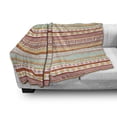 thumbnail image 3 of Tribal Soft Flannel Fleece Throw Blanket, Striped Vintage Pattern with Geometric Floral Shapes Print, Cozy Plush for Indoor and Outdoor Use, 60" x 80", Marigold Red and Tan, by Ambesonne, 3 of 6
