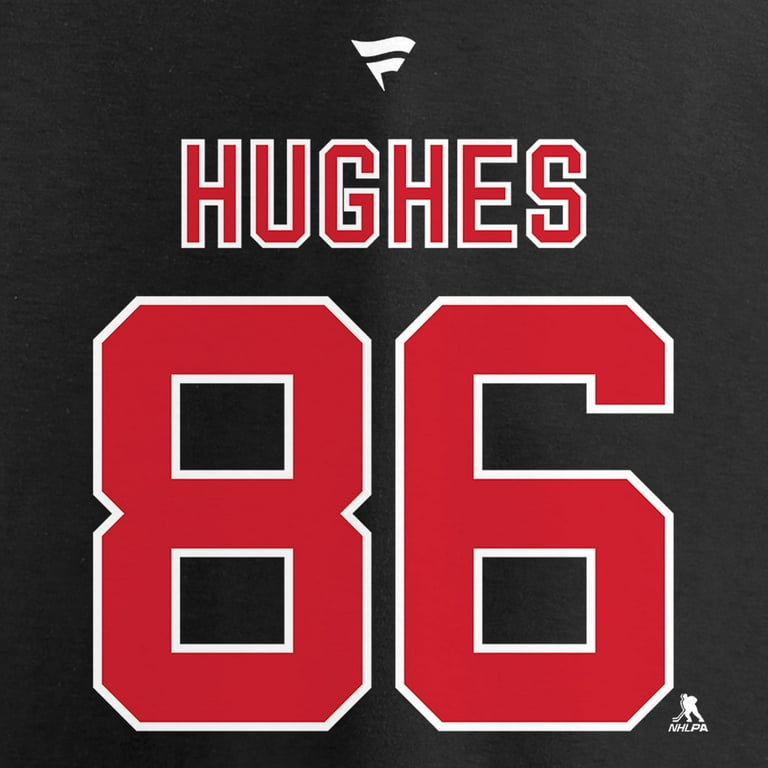 Men's Fanatics Jack Hughes Black New Jersey Devils Authentic Stack