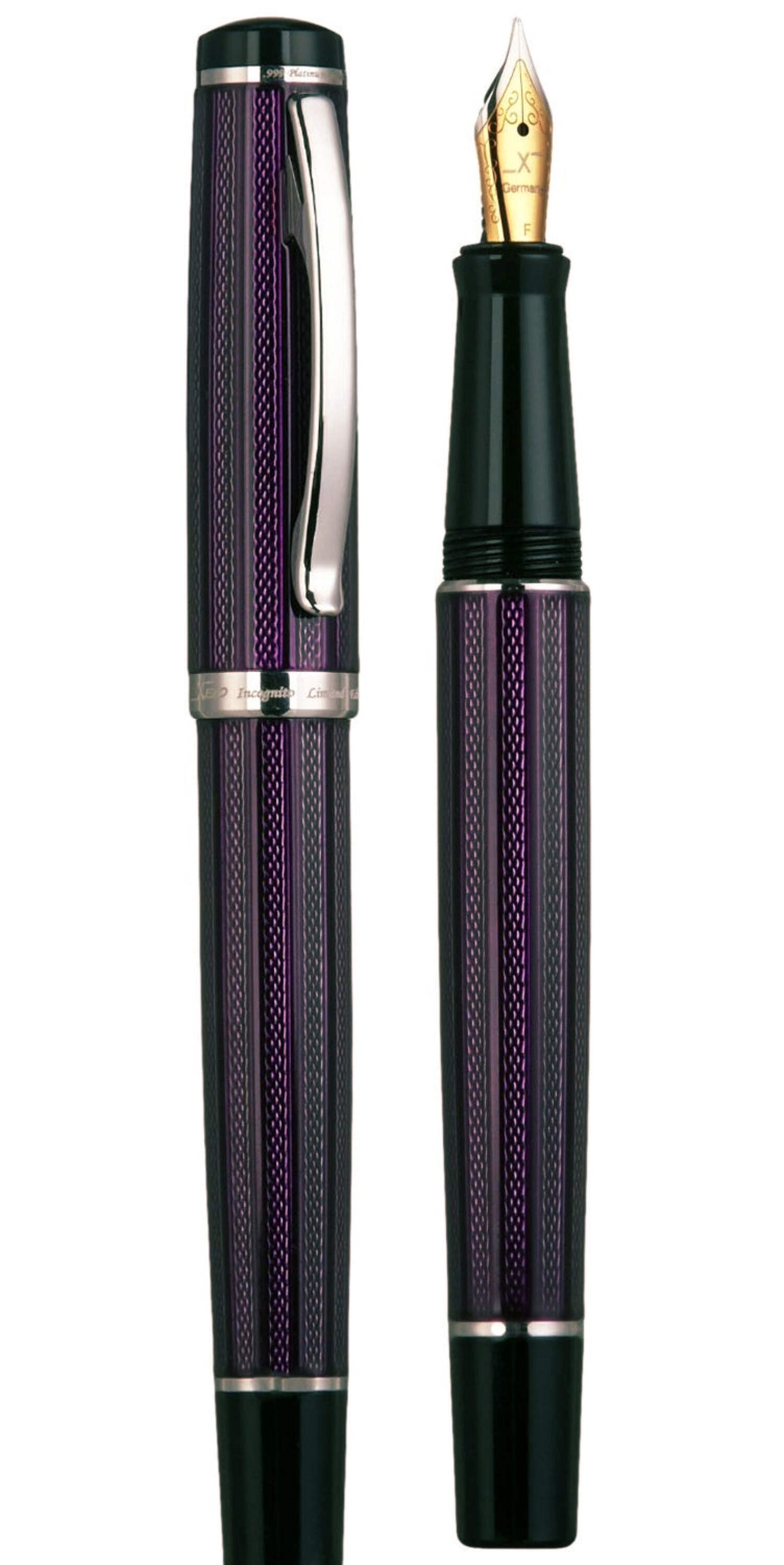 Xezo Xezo Incognito™ Diamond-Cut Lacquered Brass Fountain Pen (Fine Nib) - Purple