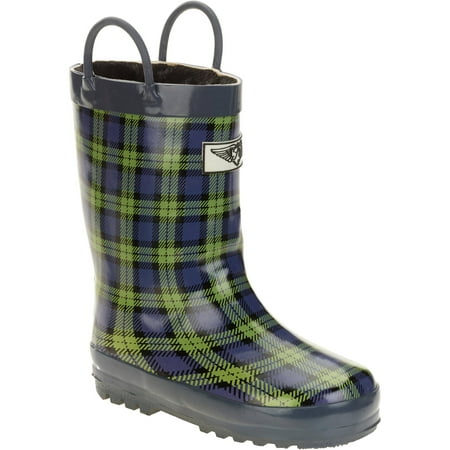 Forever Young Kids' Two Tone Plaid Print Tall Rain Boot