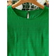 thumbnail image 4 of Green Solid Smocked Flutter Sleeve A-Line Dress For Women, 4 of 6