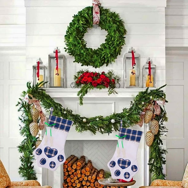 Artículos de Decoración Navideña Huellas de Perro Calcetín Navideño Huesos Colgantes Bolsas de Regalo Navideñas Miau Huellas Productos Navideños Regalos