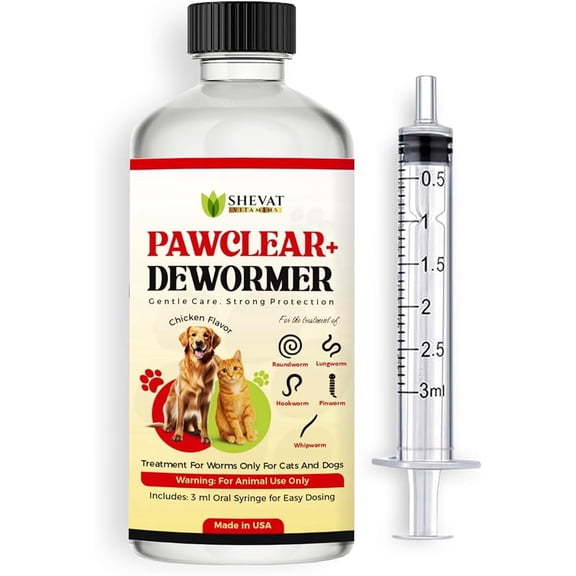 pawclear dewormer – Advanced Dewormer for Cats & Dogs | Safe & Effective Liquid Worm Treatment | Chicken Flavor (60ML)