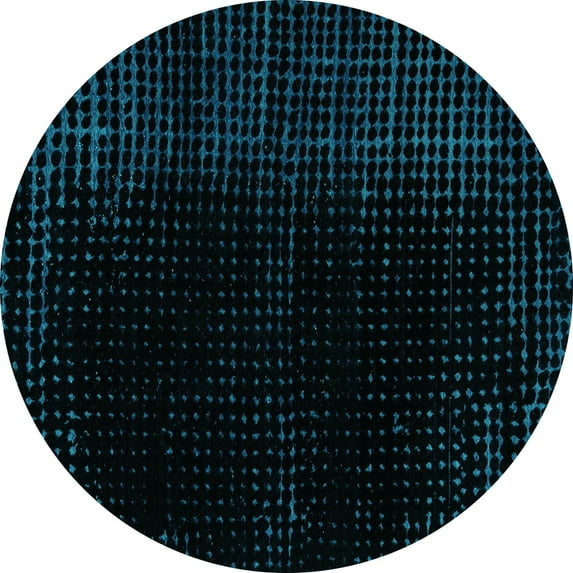 Ahgly Company Indoor Round Abstract Turquoise Blue Modern Area Rugs, 8' Round