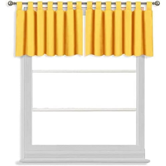 Tab Top Blackout Valance Curtains Panel Drapes Mustard Yellow 32 Wide by 16 Long - 1 Panel