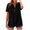 Black, variant on Summer Shirts for Women Casual V Neck Short Sleeve Hooded Blouse Solid Color Loose Comfy Tops, Black S