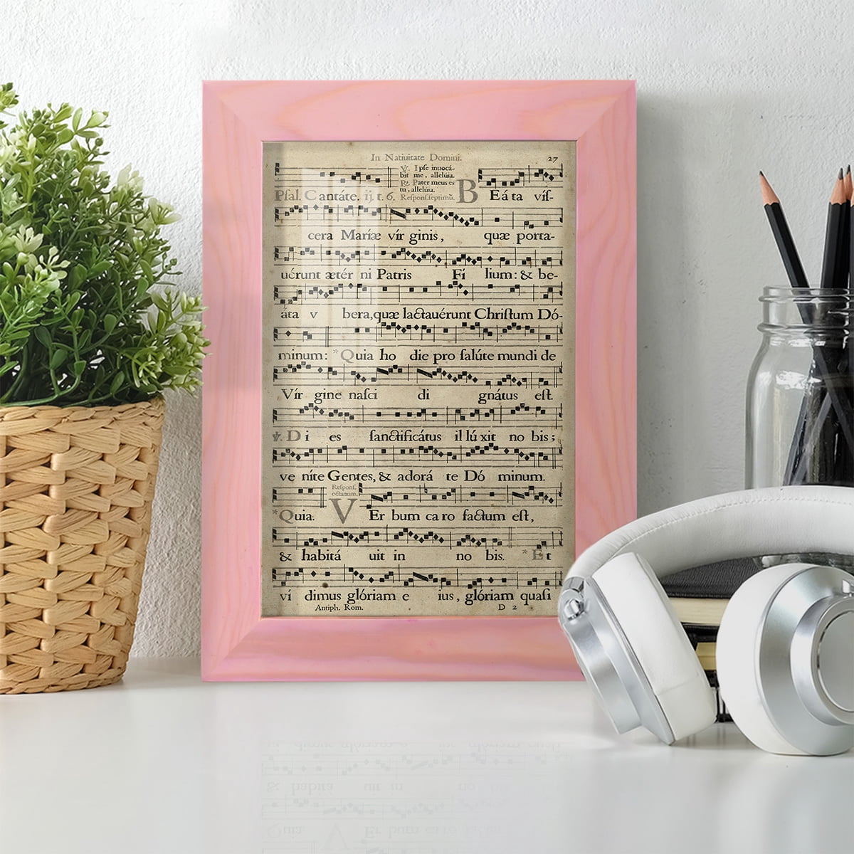Vellum Songbook IV -Framed Print w/glass-Sunset Pink