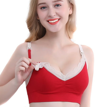 

Women Wirefree Breastfeeding Bra Padded Lace Nursing Bralette Sleeping Maternity Bras Wirefree Lace Padded Breastfeeding Nursing Bralette Comfortable Soft Casual Breastfeeding Bra Sleeping XL
